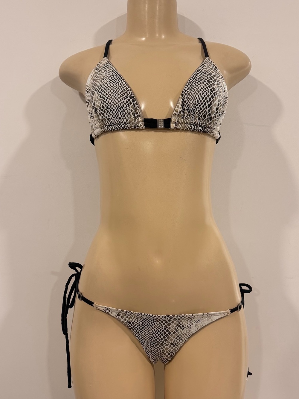 ëa Monochrome Snake-Print Triangle Bikini Set - Black & White NWT